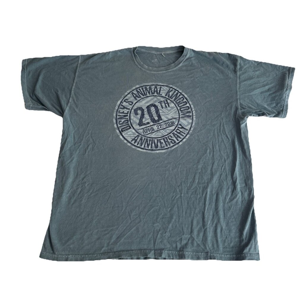 Disney's Animal Kingdom 20th Anniversary April 22 2018 2XL Blue T-Shirt RARE